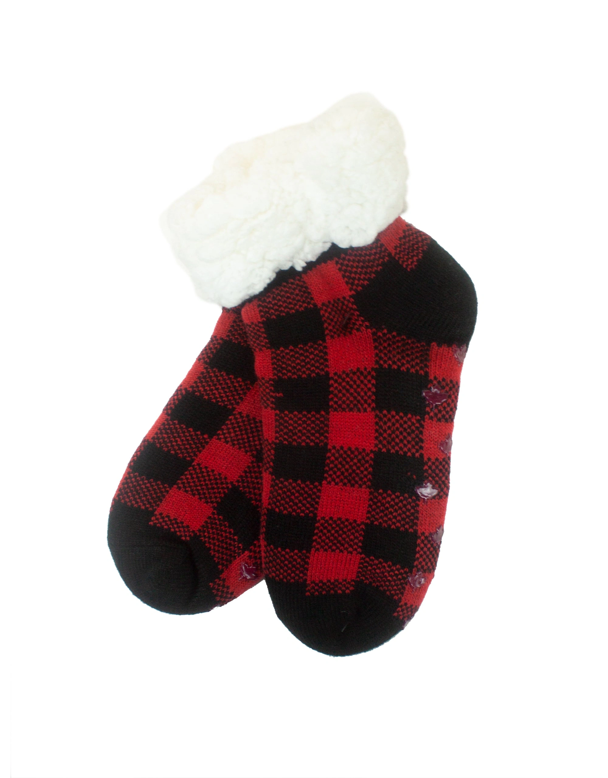 Cozy Red Maple Leaf Buffalo Plaid Ankle Socks - Perfect Winter Comfort!
