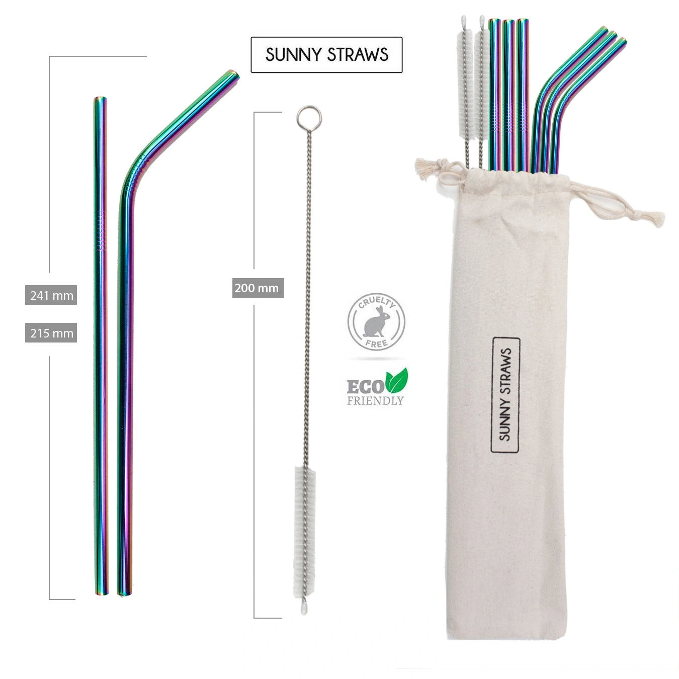 Rainbow Straws & Brush Set Six Colorful Fun for Kids